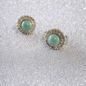 JADE GREEN Gemstone Clip Earings.
